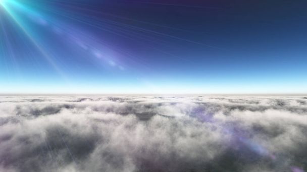 Felhők felett napsugár, 3d renderelés illusztráció - Fotó, kép