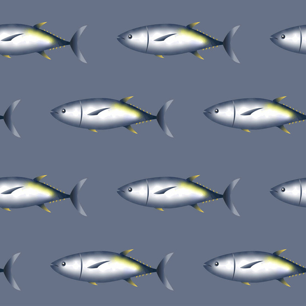 Patrón inconsútil pescado de atún brillante
 - Vector, imagen