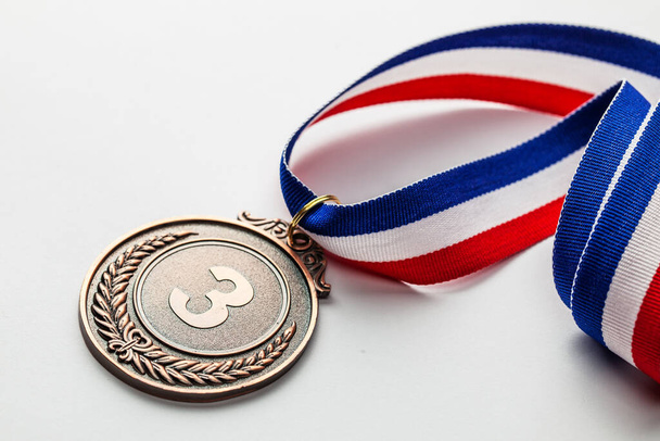 Bronze medal. Third place award with ribbon - Photo, Image