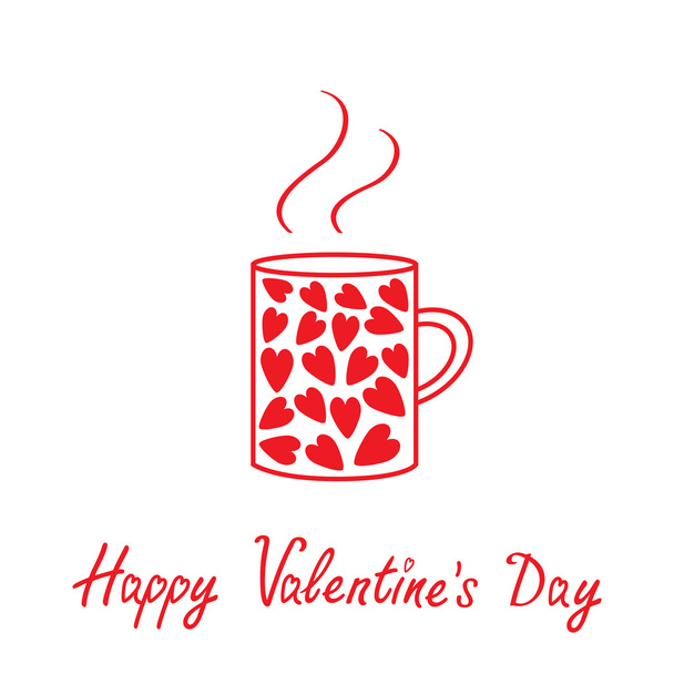 Love teacup with hearts. Happy Valentines Day card. - Vettoriali, immagini