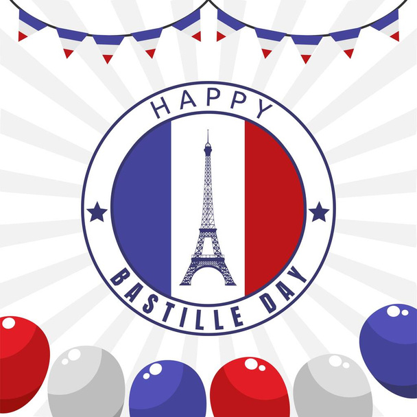 Happy Bastille  Day Vector Illustration - Vector, Image