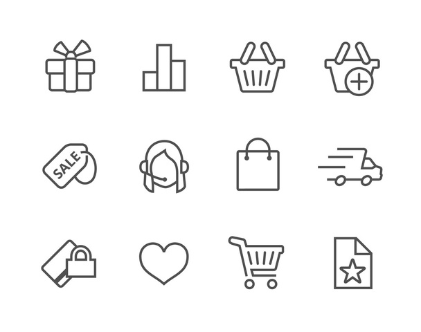 Thin line Shopping icons set. - Vector, Image