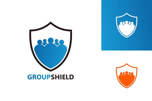Plantilla de logotipo de escudo de grupo Vector, emblema, concepto de diseño, símbolo creativo, icono
 - Vector, imagen
