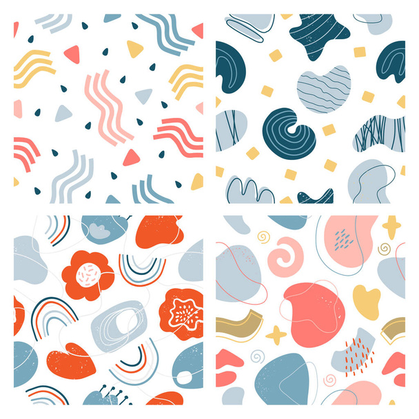 Abstracte doodle patroon. Handgetekende moderne textuur hedendaagse grafische achtergrond, creatieve abstracte esthetische vector patroon set - Vector, afbeelding