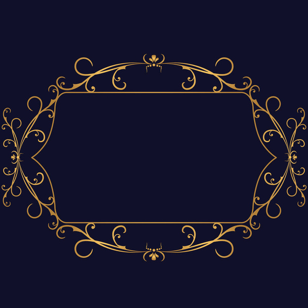 Gold frames. Vintage page decoration, borders. Wicker lines and old decor elements. Luxury decoration for greeting cards, wedding album or restaurant menu. Jpeg illustration. - Photo, Image