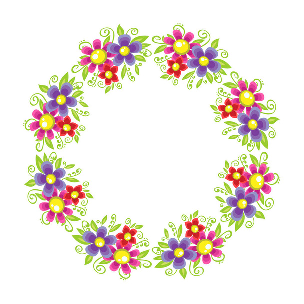 Floral border isolated on white background. Vector illustration. Design element for greeting card, leaflet, poster, cover or photo frame. - Wektor, obraz