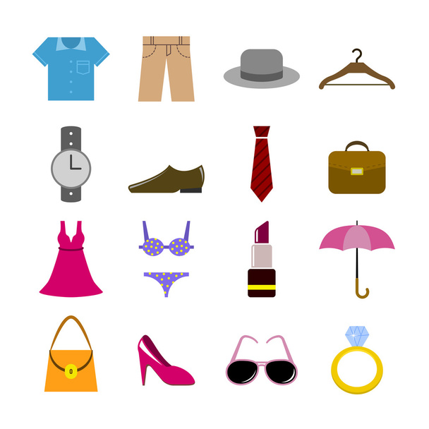 Collection of clothes accessories - Vector, Image