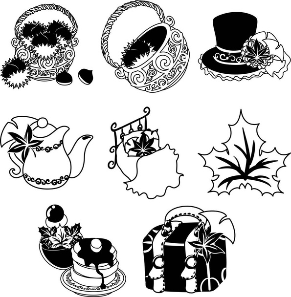 De verschillende schattige pictogrammen van de herfst seizoen - Vector, afbeelding