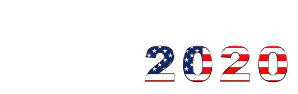USA élection présidentielle 2020 vote américain, dessin de bannière horizontale sur fond blanc. Illustration. Espace de copie pour texte.Bannière - Photo, image