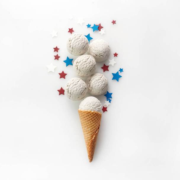 National ice cream day background. Top view. Flat lay. - Foto, Imagem