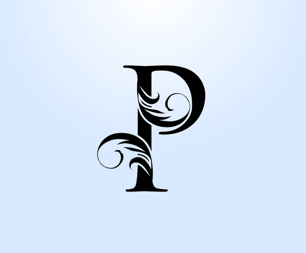 Luxury letter P Crest logo. Vintage classic drawn emblem for book design, weeding card, brand name, business card, Restaurant, Boutique, Hotel.  - Wektor, obraz