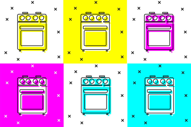 Set Oven icon isolated on color background. Stove gas oven sign.  Vector. - Vector, Image