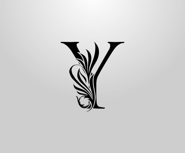 Y Letter Classic Heraldické logo. Elegantní květinová abeceda Značka pro knižní design, razítko, plevel, značka, vizitka, restaurace, butik, hotel.  - Vektor, obrázek