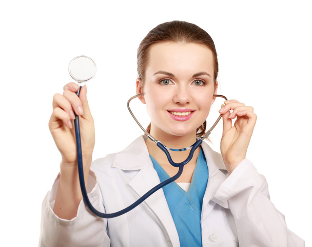 A female doctor with a stethoscope - Фото, изображение
