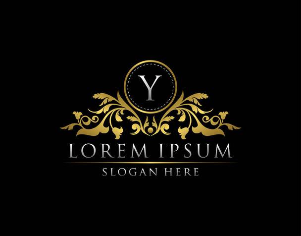 Luxury Gold Y LetterLogo template in vector for Restaurant, Royalty, Boutique, Cafe, Hotel, Heraldic, Jewelry, Fashion and other vector illustration - Вектор, зображення