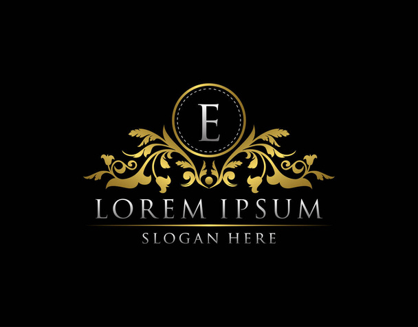 Luxury Gold E LetterLogo template in vector for Restaurant, Royalty, Boutique, Cafe, Hotel, Heraldic, Jewelry, Fashion and other vector illustration - Vector, Image