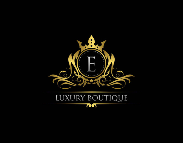 Luxury Royal King E Letter Crest Gold Logo template - Vector, Image