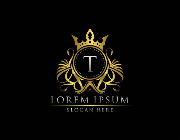 Premium Royal King T Letter Wappen Gold Logo Vorlage - Vektor, Bild