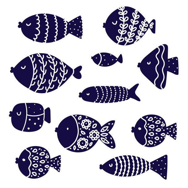 Fish. Set. Cute colorful illustration. - Vektor, Bild