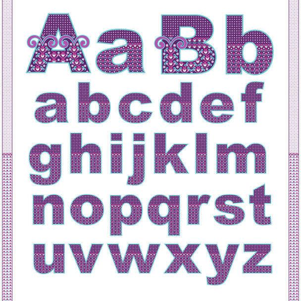 Alfabeto abstracto vectorial con patrón de niños cómicos
. - Vector, Imagen