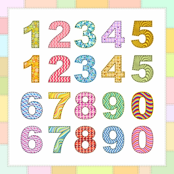 Vector abstract alphabet numbers with pattern. - Vektor, Bild