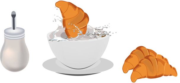 cup of capuccino with briosche morning breakfast - Vector, Image