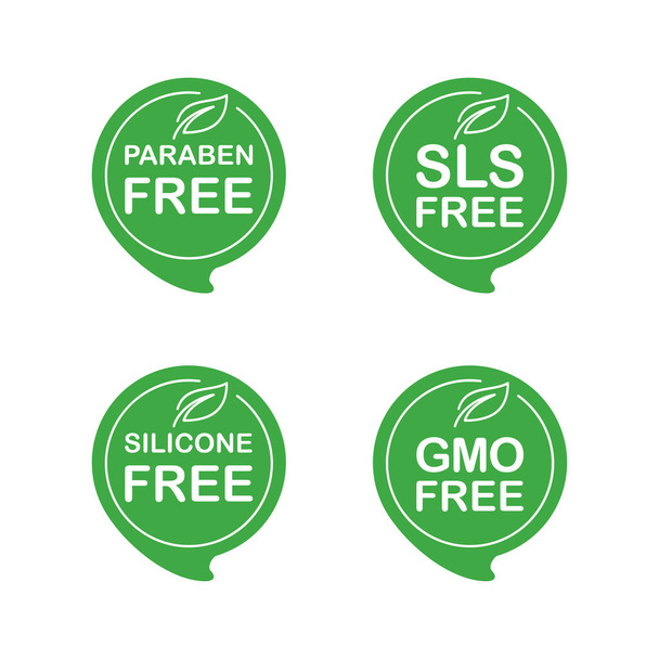 Libre de parabenos, SLS, silicona, libre de OMG iconos conjunto
 - Vector, imagen