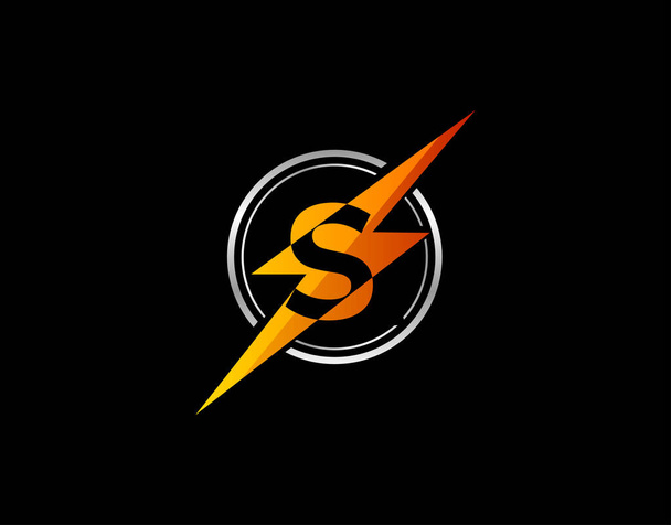 Logo literowe Flash S. Kreatywna ikona stworzona z negatywnej przestrzeni początkowej S w połączeniu z projektowaniem kształtu grzmotu. - Wektor, obraz