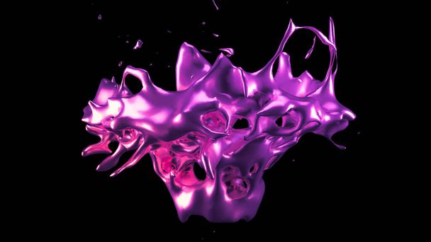 A splash of purple metal. 3d rendering, 3d illustration. - 写真・画像