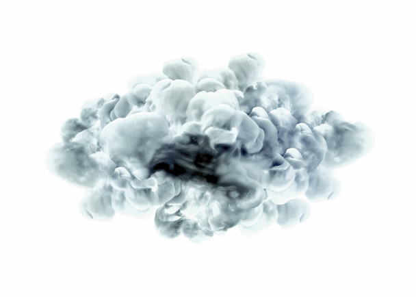 Gray smoke on white background. 3d rendering, 3d illustration. - Foto, Imagen