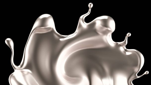 Luxury silver splash of liquid. 3d rendering, 3d illustration. - 写真・画像