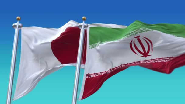 4k Seamless Japan and Iran Flags with blue sky background, JP. - Záběry, video