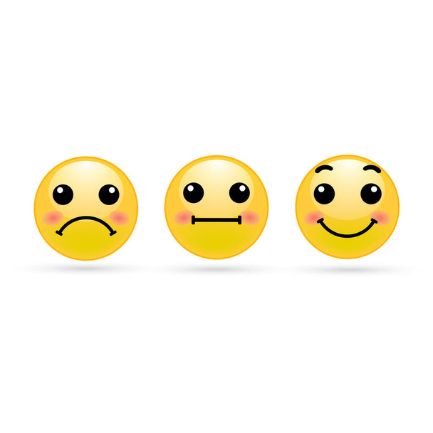 Emoticons icon negative, neutral and positive, different mood. Vector illustration. - Διάνυσμα, εικόνα