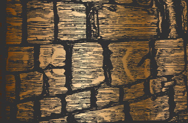 Gestresste overlay textuur van gouden oude bakstenen muur, grunge achtergrond. abstracte vector illustratie. - Vector, afbeelding
