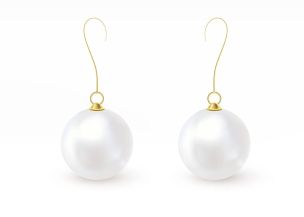 Pearl earrings Spherical beautiful 3D orb with transparent background. - Vector, Image