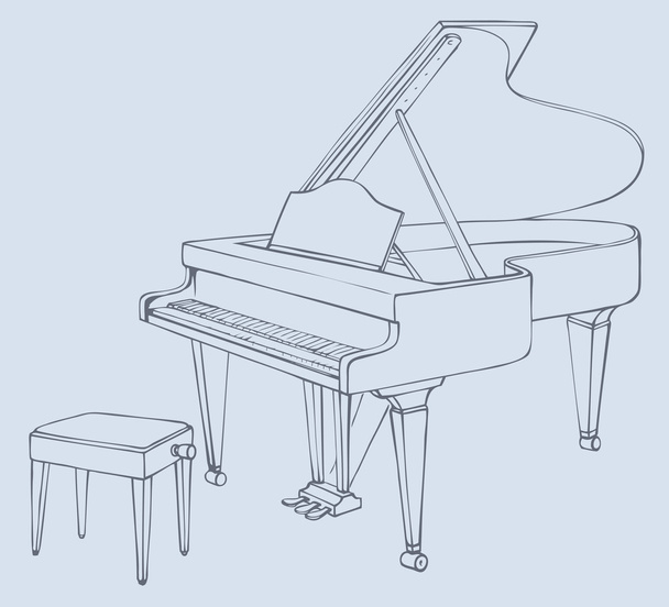 オープンのグランド ピアノのベクトル描画 - ベクター画像