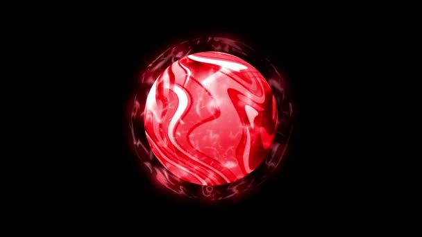 Abstract futuristic fantasy magical energy red sphere. Seamless looped animation, 4K Red energy fractal plasma wavy energy flows ball effect element looped motion animation on black background. - Footage, Video