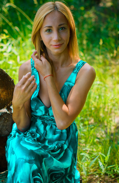 Natural face no retouch, trend. Blonde romantic ordinary and nice girl on a weekend rest and spend good time on nature - Photo, Image