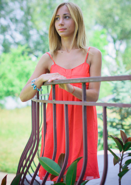 Natural face no retouch, trend. Blonde romantic ordinary and nice girl on a weekend rest and spend good time on nature - Photo, Image