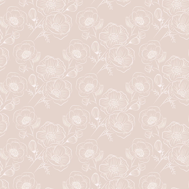 Light floral pattern. Floral ornament in beige colors. - Vektor, obrázek