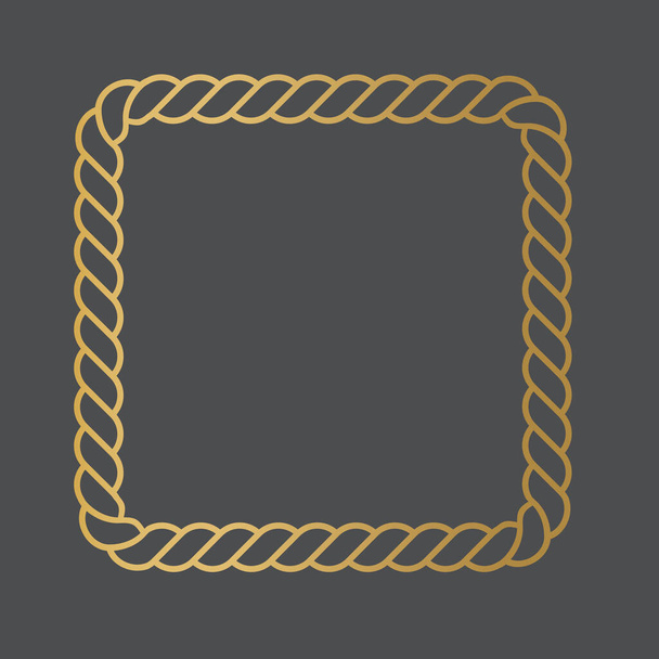 arany kötél négyzet keret ikonvektor illusztráció - Vektor, kép