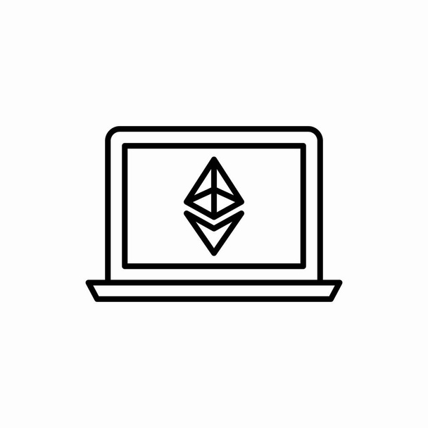 Umriss-Laptop mit Ethereum-Symbol.Laptop mit Ethereum-Vektorillustration. Symbol für Web und Mobile - Vektor, Bild