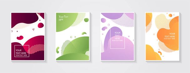 Minimal modern cover design. Dynamic colorful gradients. Future geometric patterns. Blue, pink, yellow, green, orange, purple placard poster template. - Διάνυσμα, εικόνα