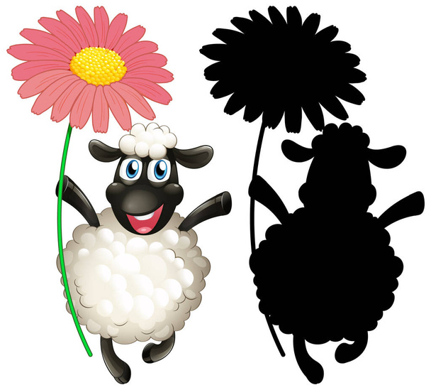Schaf mit seiner Silhouette-Illustration - Vektor, Bild