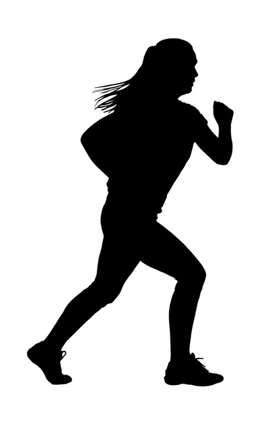 Lady Running Silhouette - Vector, Image