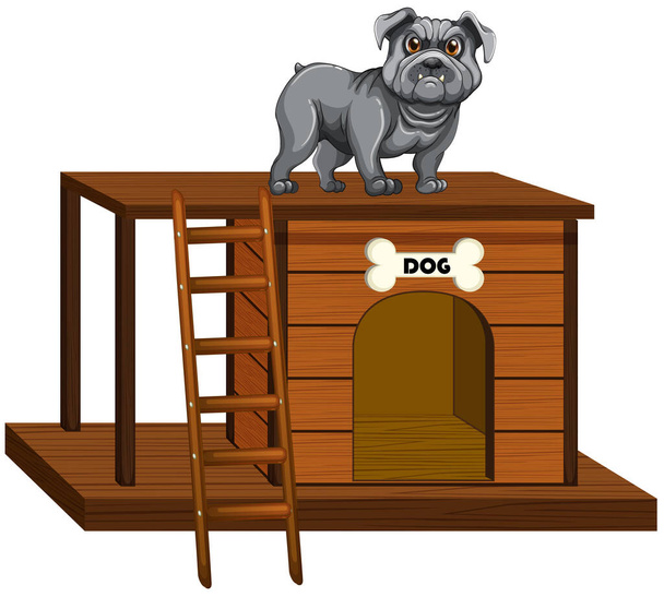 Casa de cachorro com cão bonito de pé ilustração isolada
 - Vetor, Imagem