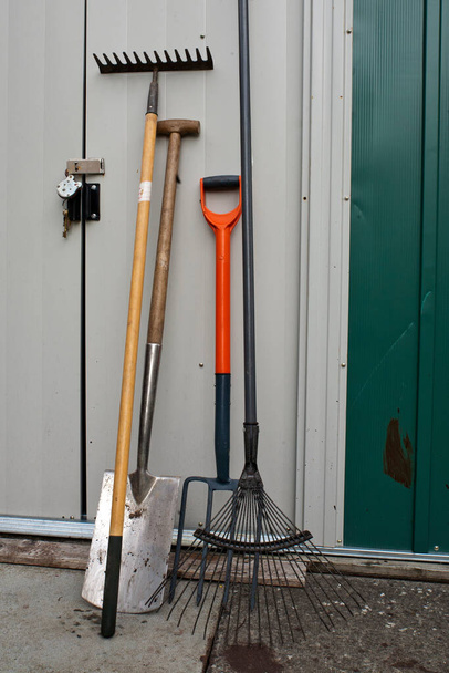 A garden tool is any one of many tools made for gardening and overlaps with the range of tools made for agriculture and horticulture. Garden tools can be divided into hand tools and power tools. - Photo, Image
