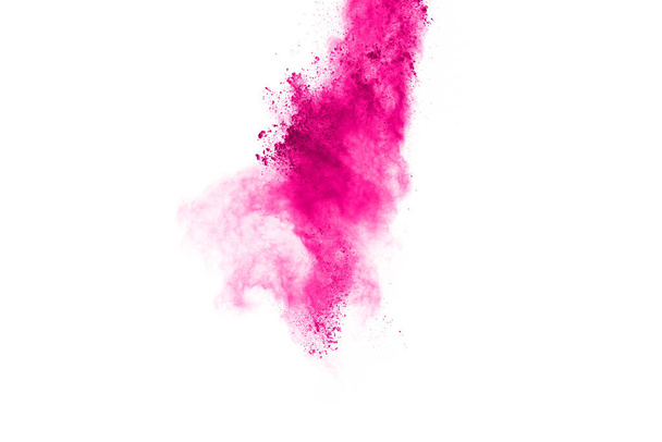 Absztrakt rózsaszín por fröccsent háttér, Freeze mozgás színes por felrobban / dobás színes por, színes csillám textúra fehér háttér. - Fotó, kép