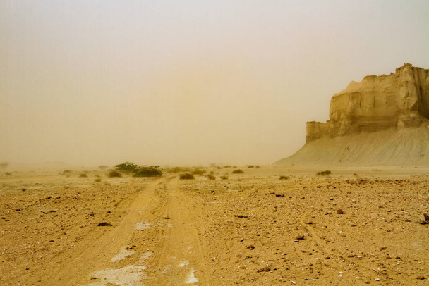 Chahkooh Stars Valley. Qeshm island, Iran. Photography taken during gentle sandstorm. - Photo, Image