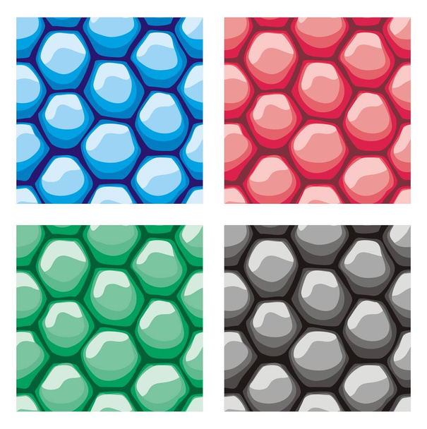 verschillende kleuren naadloze patronen set, set van stenen texturen collectie geïsoleerd op witte achtergrond - Vector, afbeelding